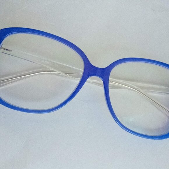 Purple Rim Transparent Temple & Temple Tips Women's Prescription Eye Glasses - Picture 12 of 15